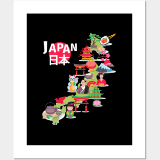 Japan Flag Travel Map Japanese Pride Okinawa Tokyo Love Posters and Art